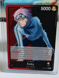Koby OP11-001 Leader - A Fist of Divine Speed - One Piece Card Game