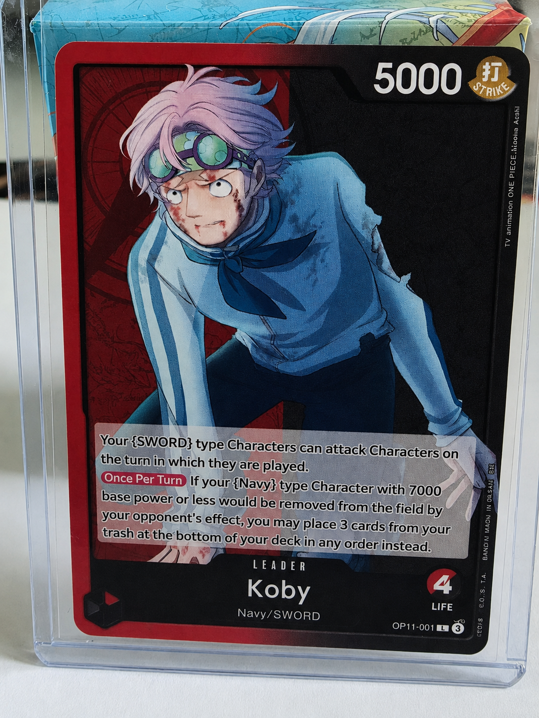 Koby OP11-001 Leader - A Fist of Divine Speed - One Piece Card Game