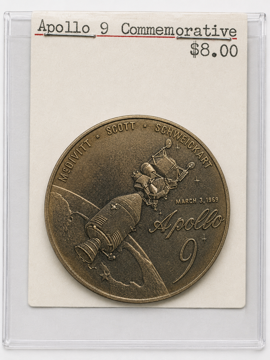 Apollo 9 Moon Mission Commemorative Bronze Medal