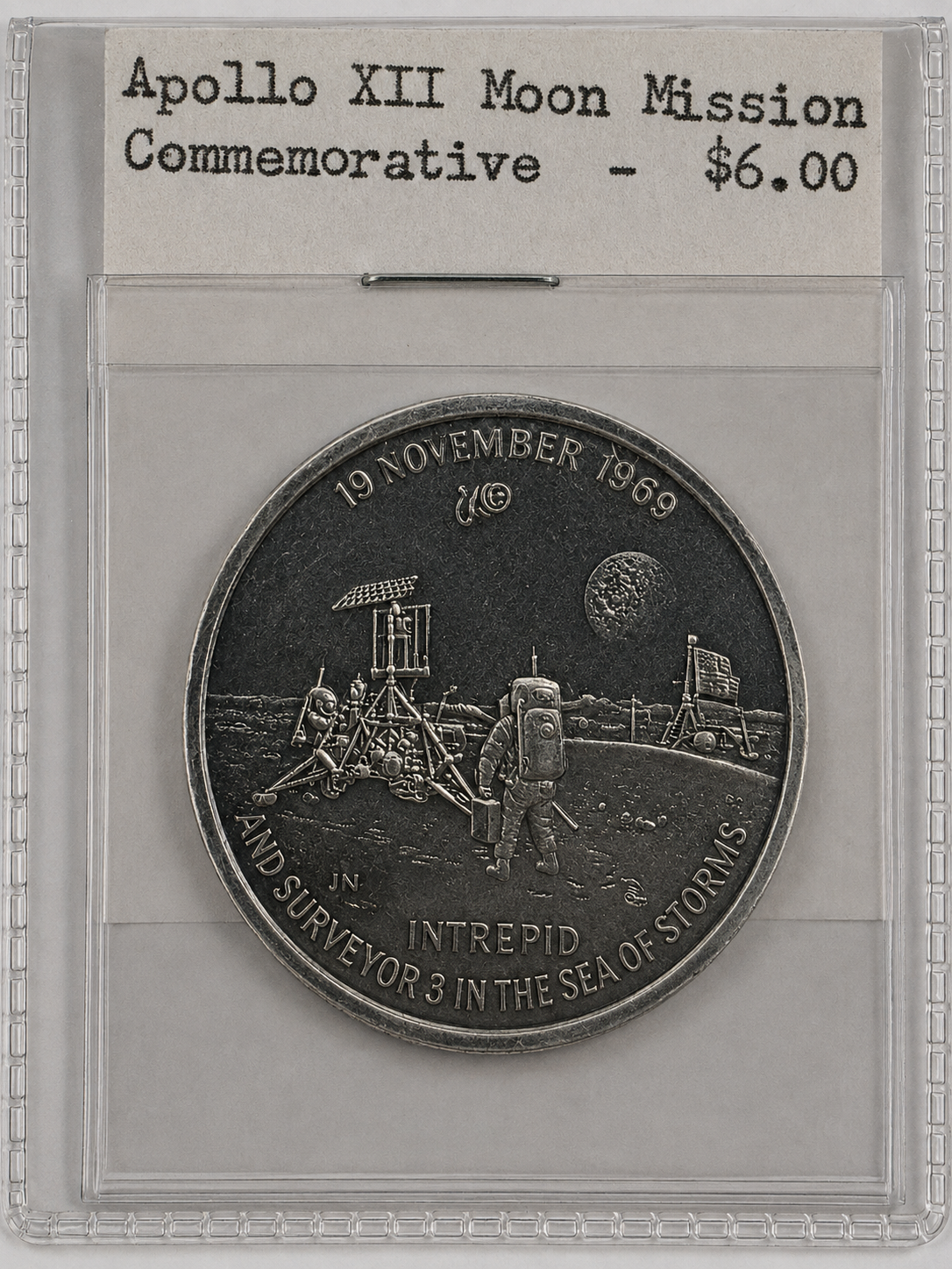 Apollo XII Moon Mission Commemorative Silver Medal