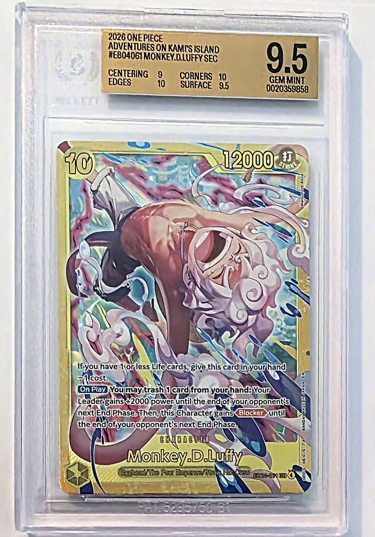 Monkey D. Luffy EB04-061 Alternate Art Secret Rare - Adventure on Kami's Island - One Piece Card Game - BGS 9.5 Gem Mint