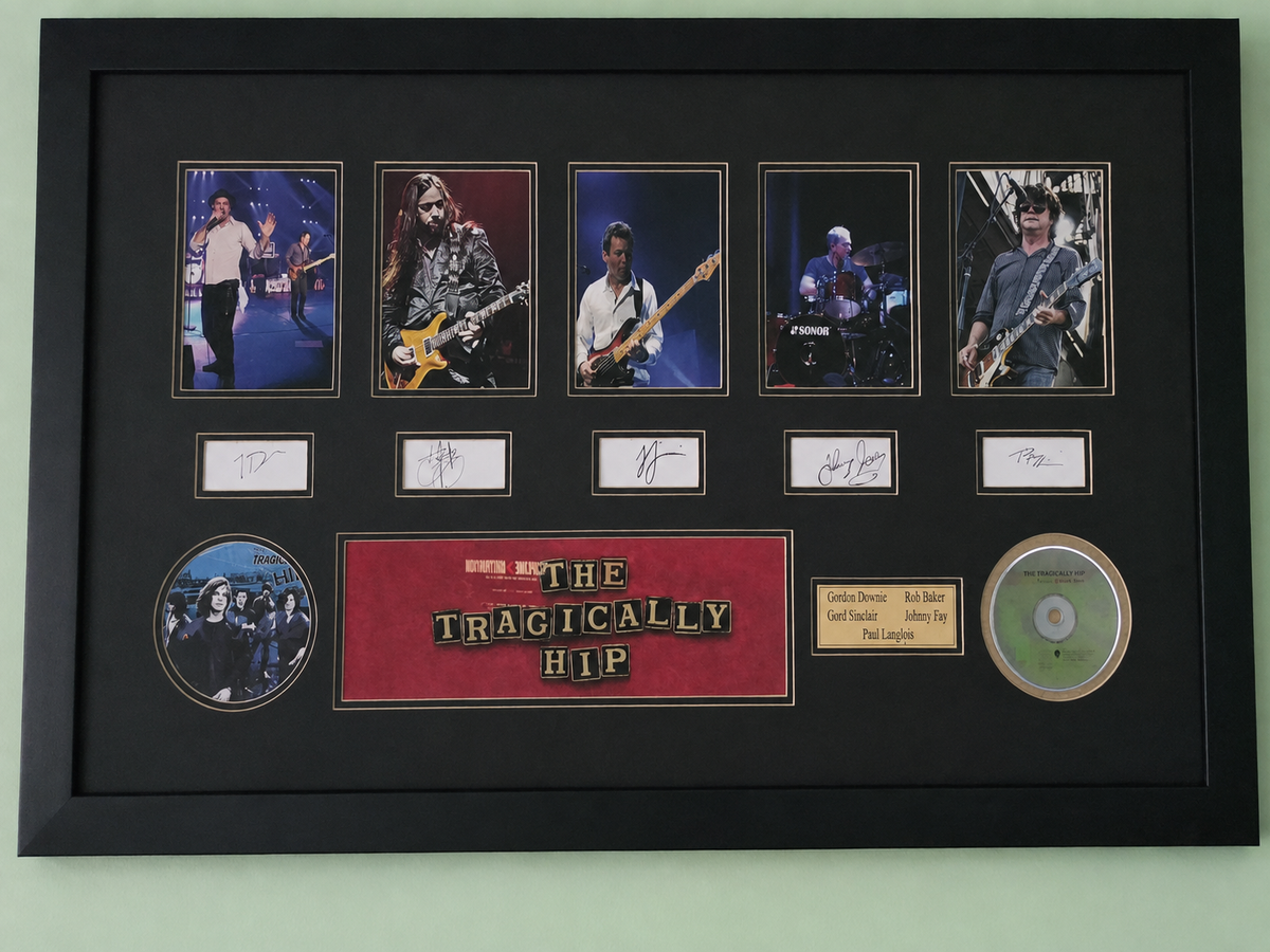 The Tragically Hip Band Signed Autograph Display - 5 Signatures with CD & Photos