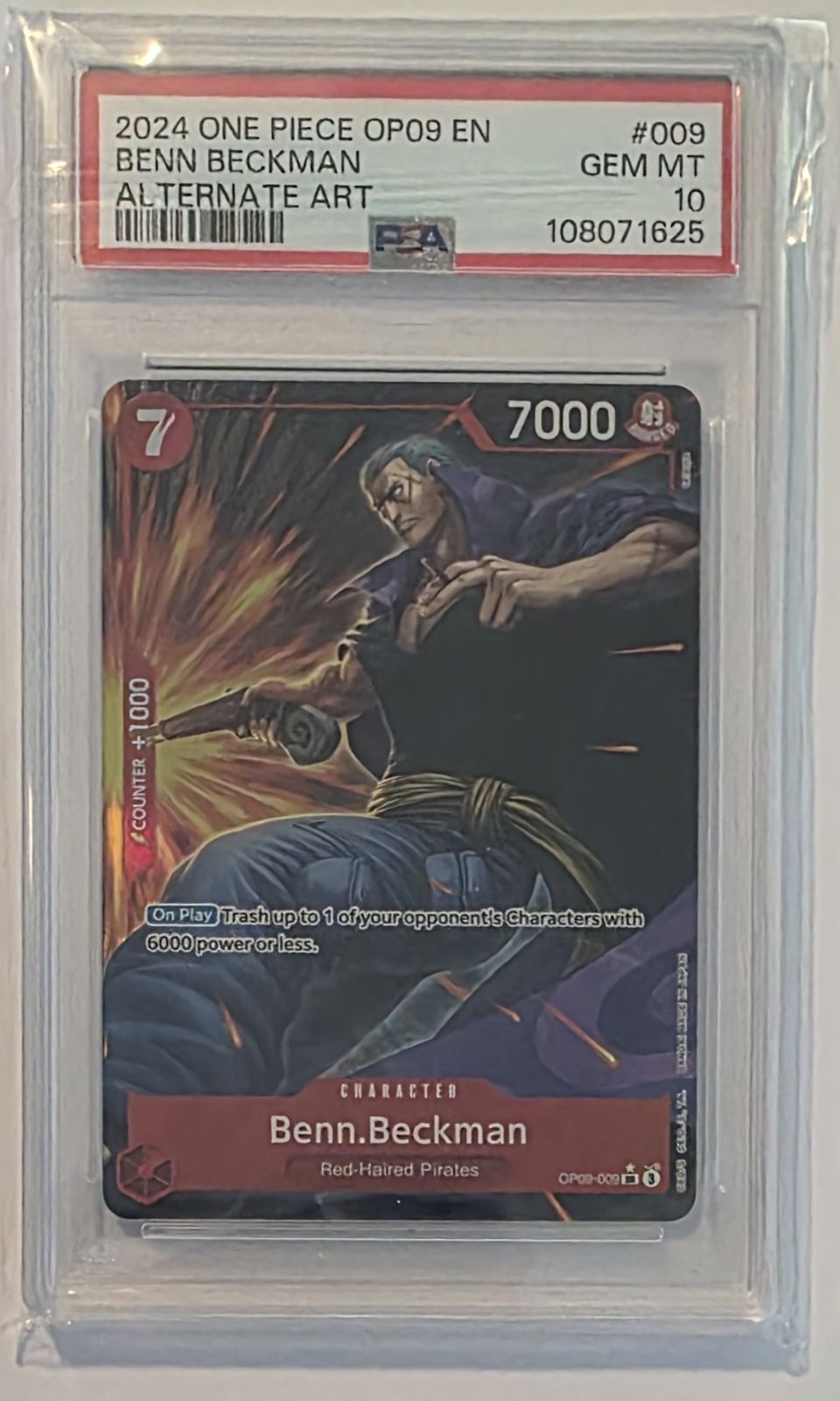 Benn.Beckman OP09-009 Alternate Art - Emperors in the New World - One Piece Card Game - PSA 10 Gem Mint