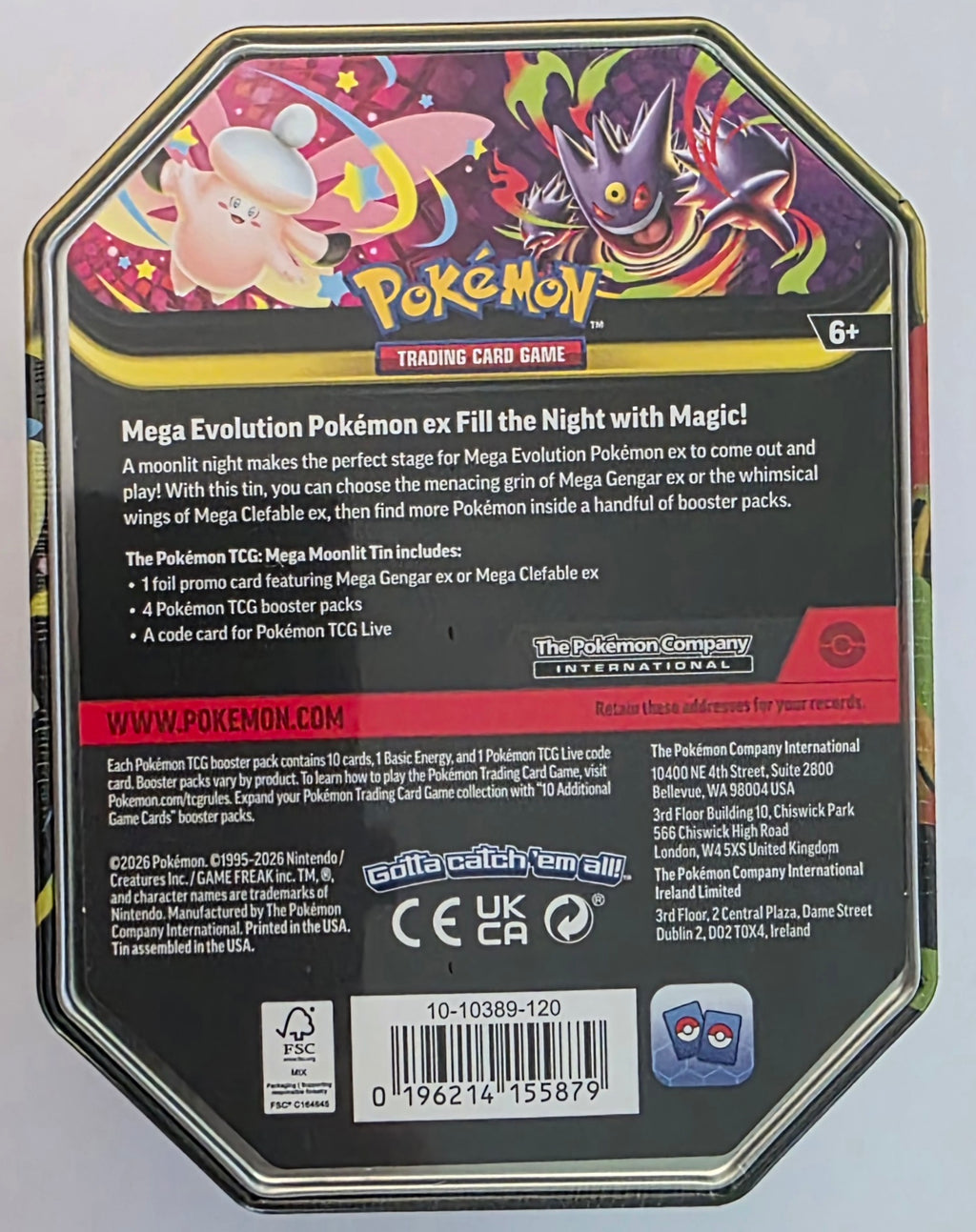 Pokémon TCG: Mega Moonlit Tin Mega Gengar ex (4 Packs + Promo)