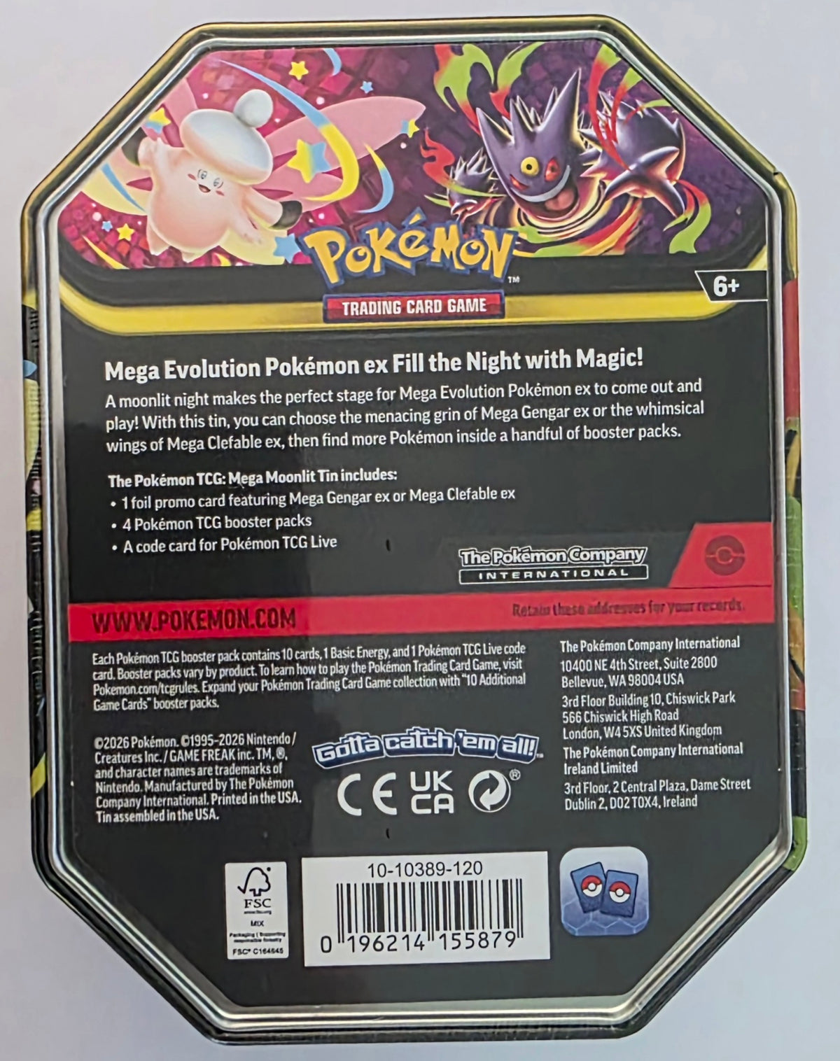 Pokémon TCG: Mega Moonlit Tin Mega Gengar ex (4 Packs + Promo)