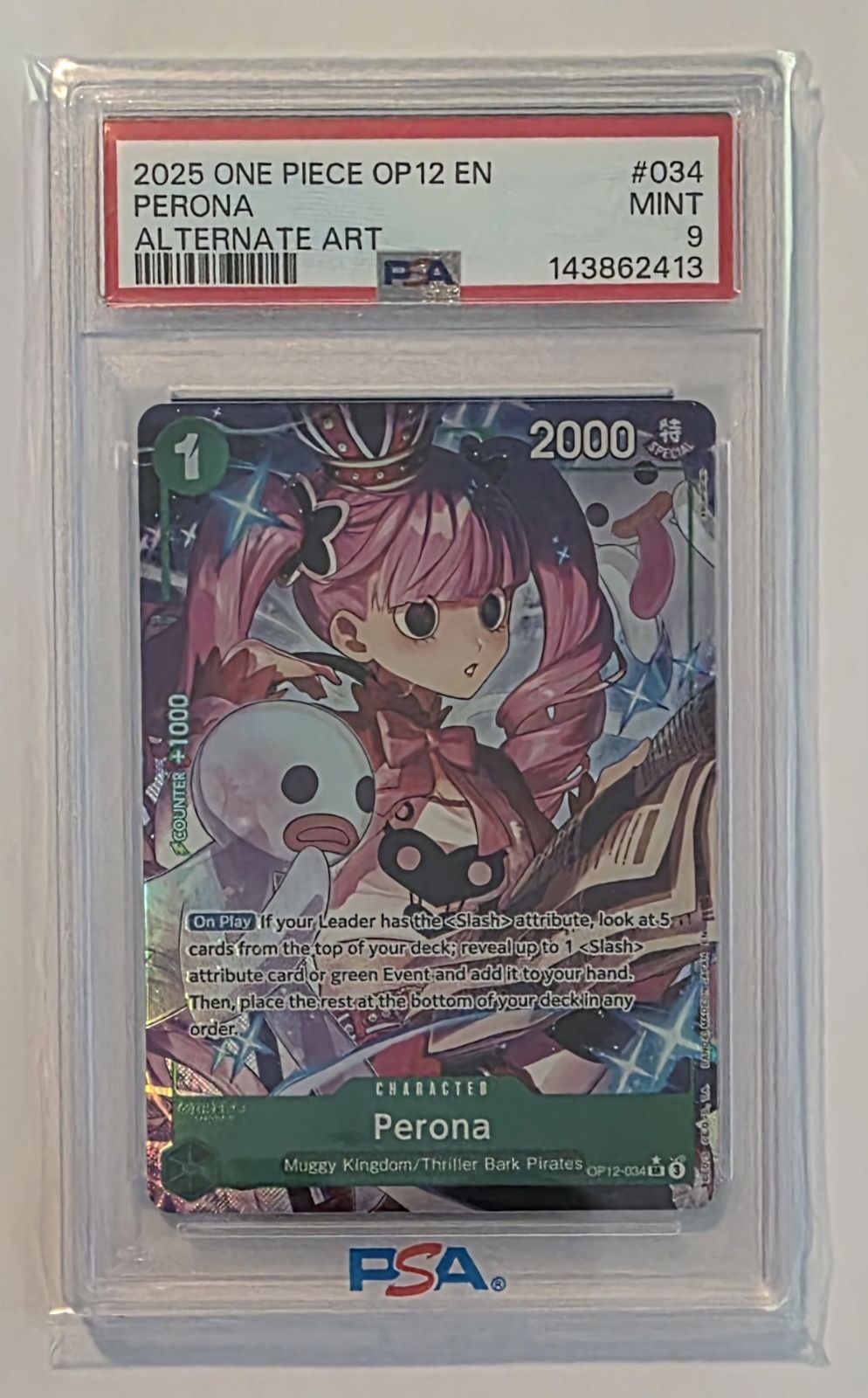 Perona OP12-034 Alternate Art - Legacy of the Master - One Piece Card Game - PSA 9 Mint
