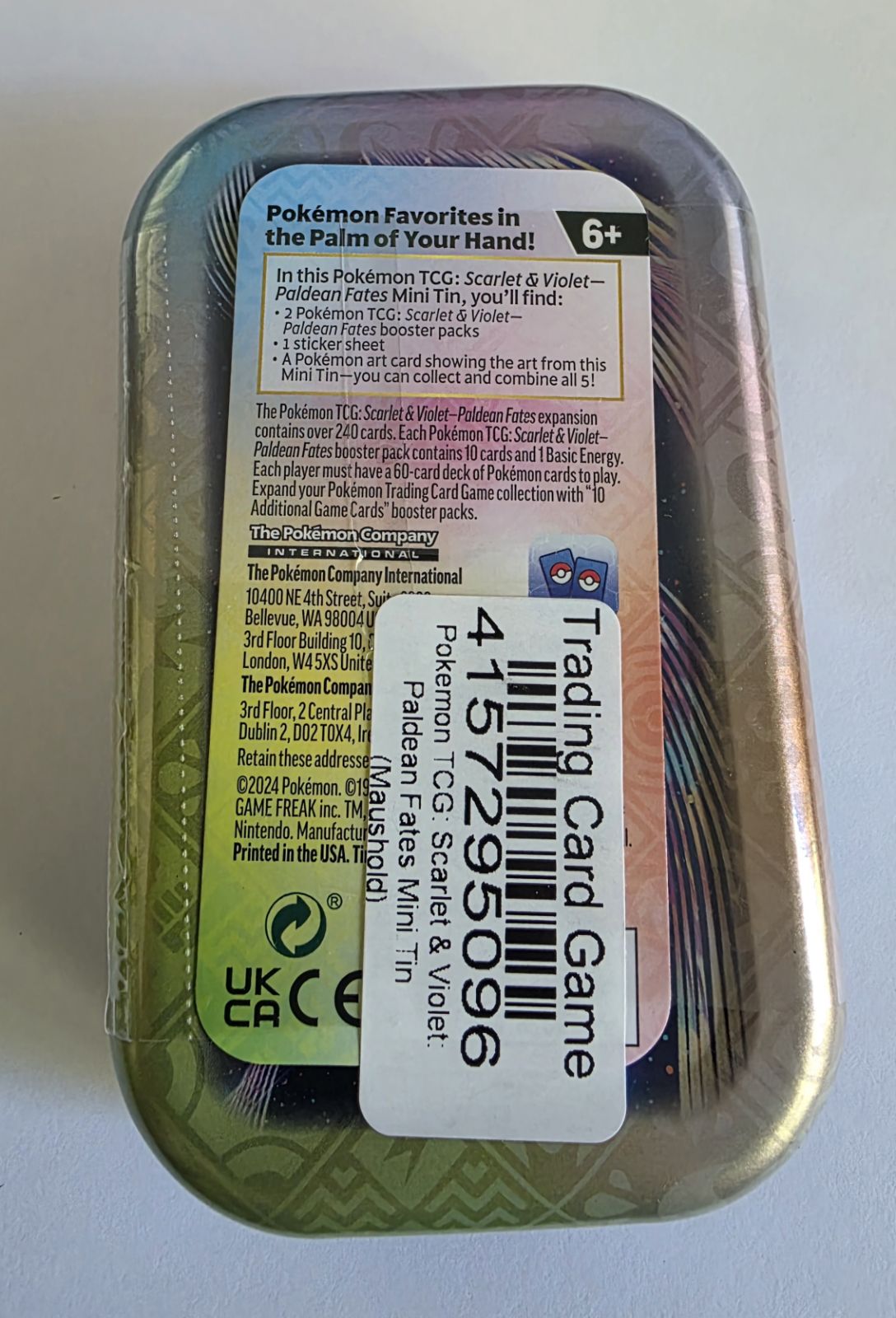 Pokémon TCG: Scarlet & Violet Paldean Fates Mini Tin (Maushold) – Factory Sealed