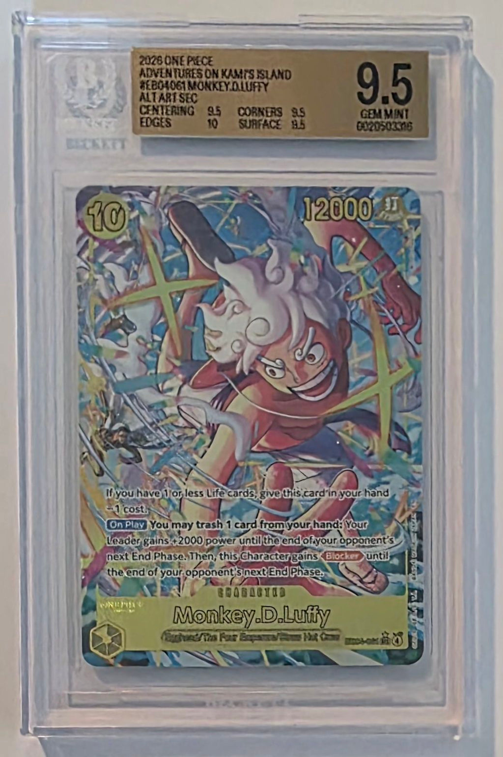 Monkey.D.Luffy EB04-061 Alternate Art Secret Rare - Adventure on Kami's Island - One Piece Card Game - BGS 9.5 Gem Mint