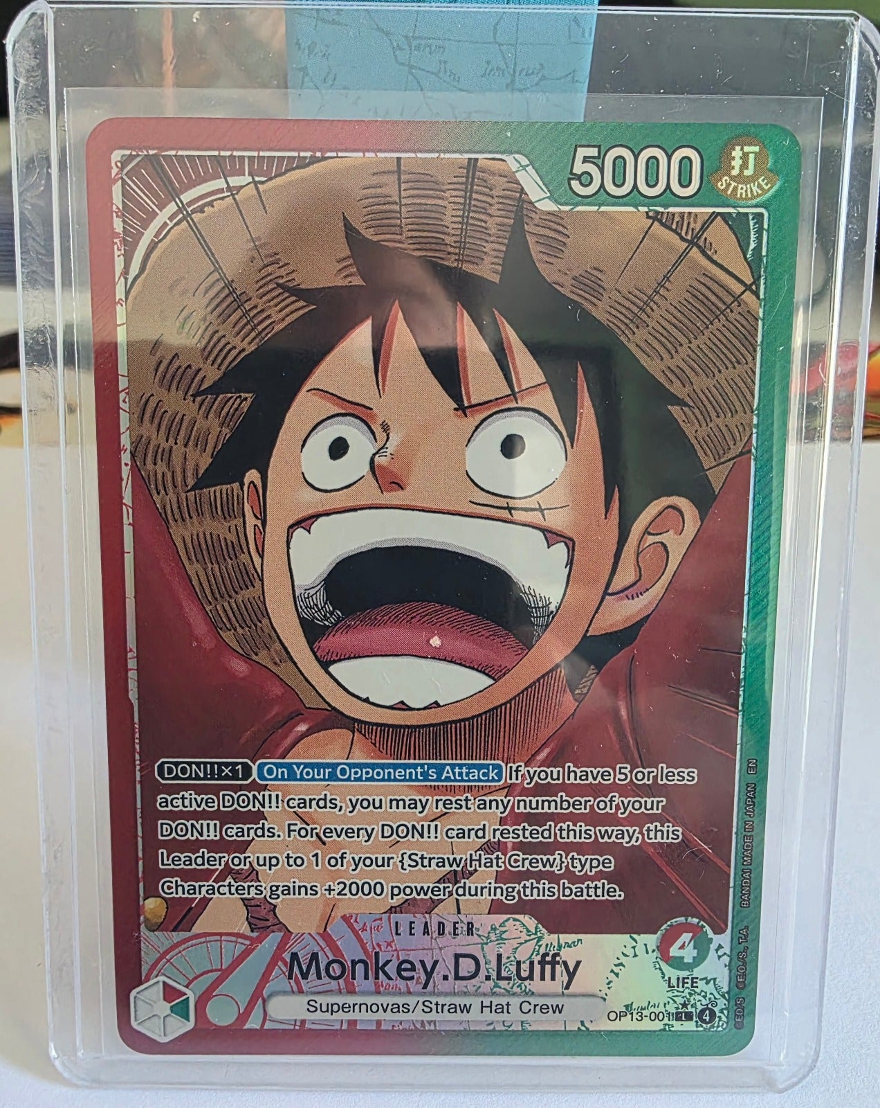 Monkey.D.Luffy OP13-001 Alternate Art Leader - Carrying On His Will - One Piece Card Game - Mint