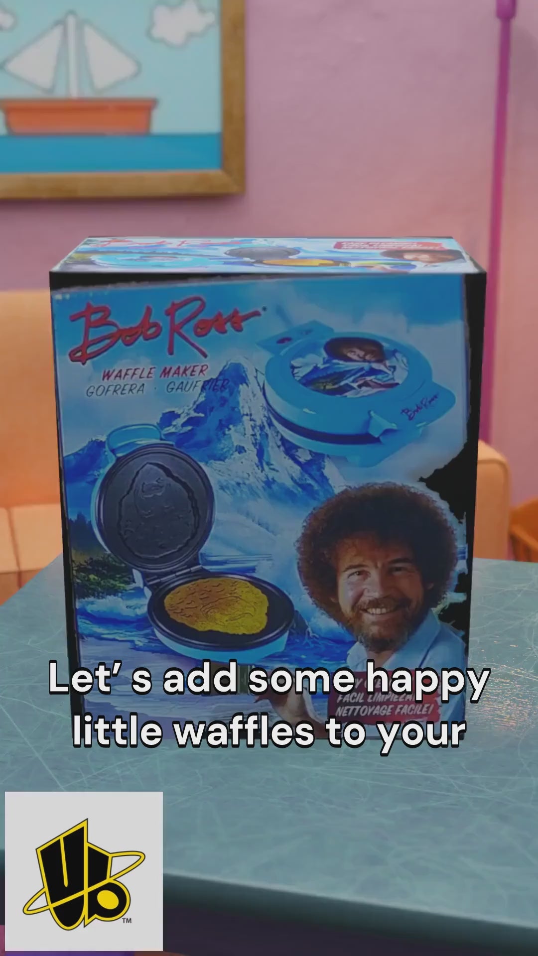 Bob Ross "Happy Little Waffles" Toaster & Waffle Maker ? Non-Stick Artist Series Appliance