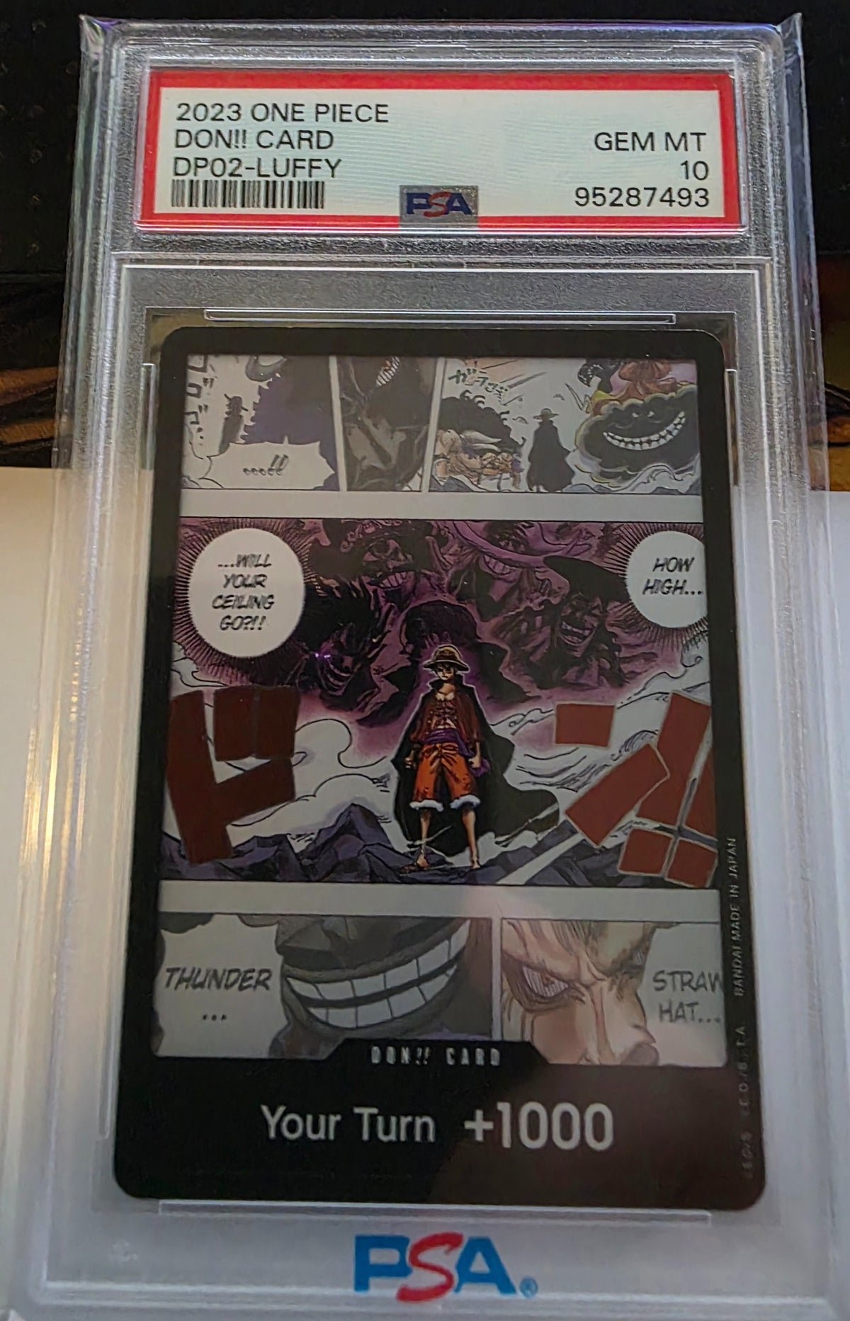PSA 10 2023 One Piece DON!! Card DP02 Luffy cert 95287493