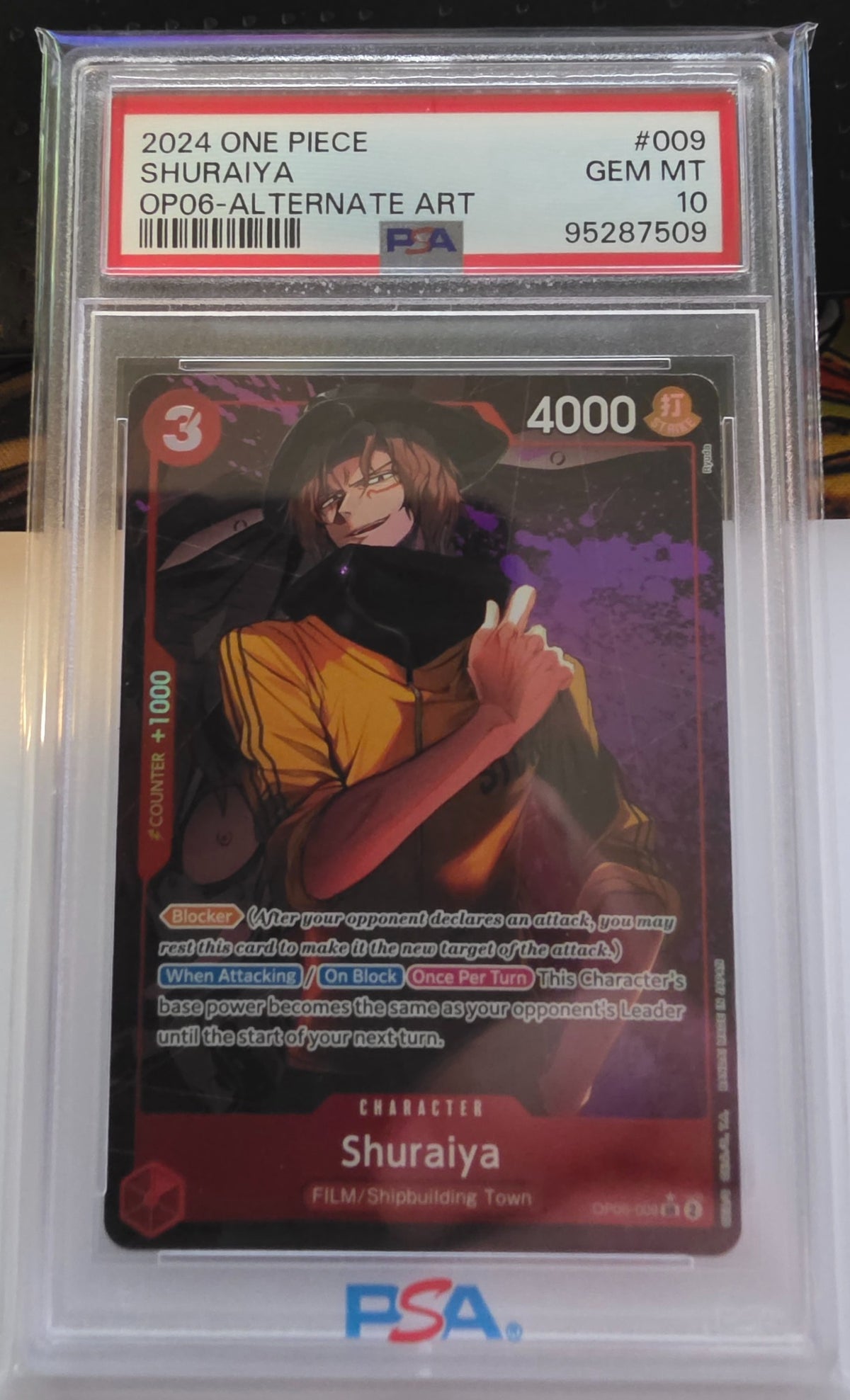 PSA 10 Shuraiya OP06-009 Alternate Art cert 95287509