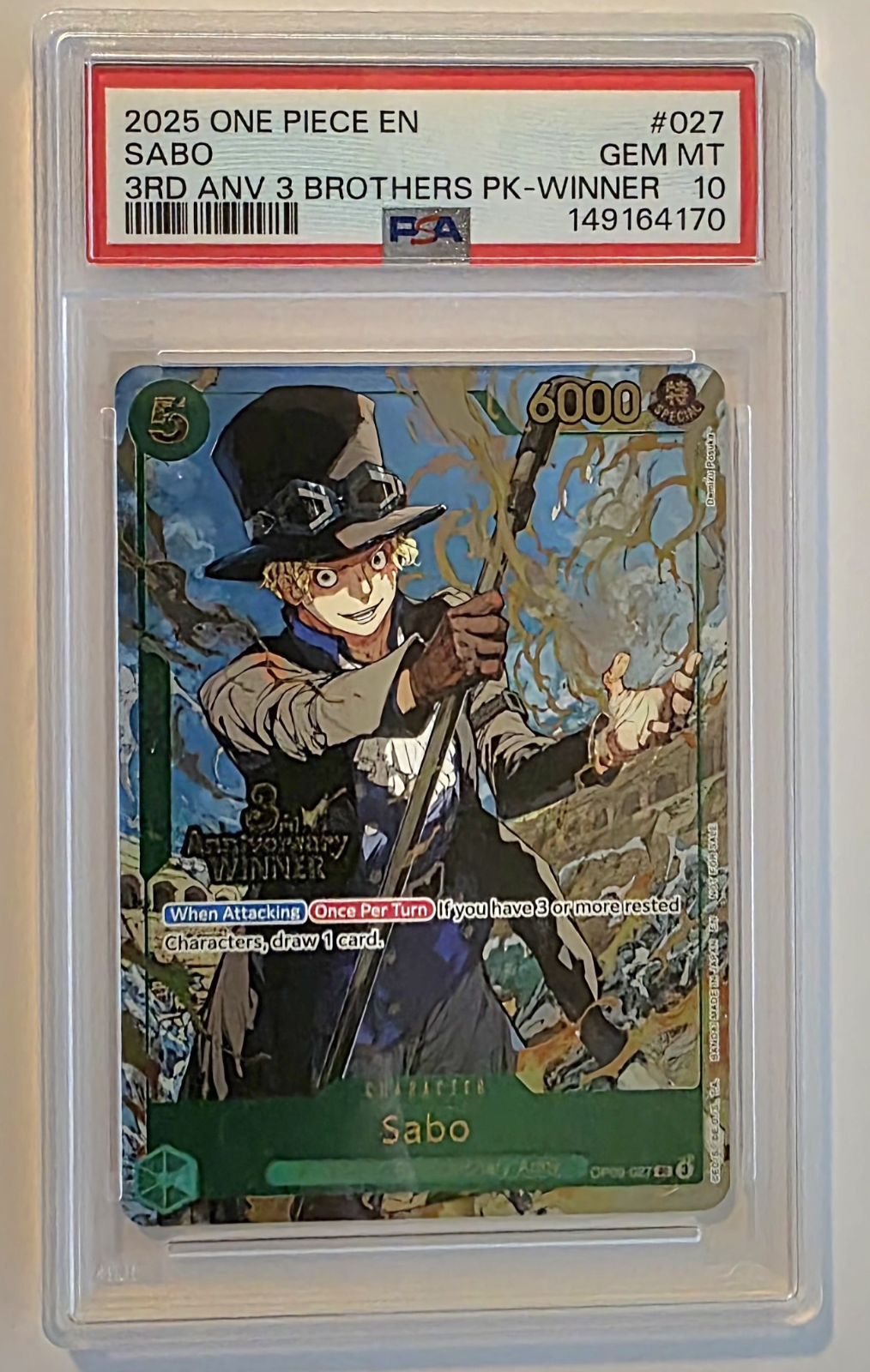 Sabo #027 3rd Anniversary Winner PSA 10 Gem Mint