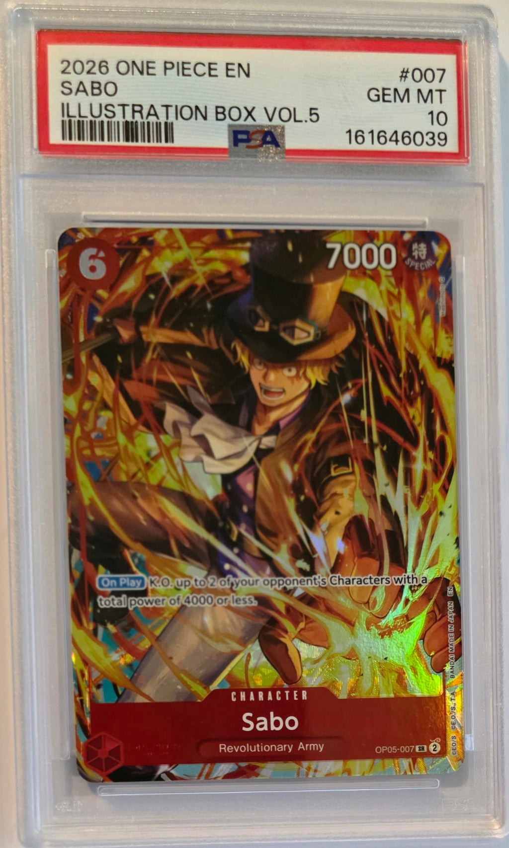 2026 One Piece OP05-007 Sabo Illustration Box Vol.5 SR PSA 10 Gem Mint